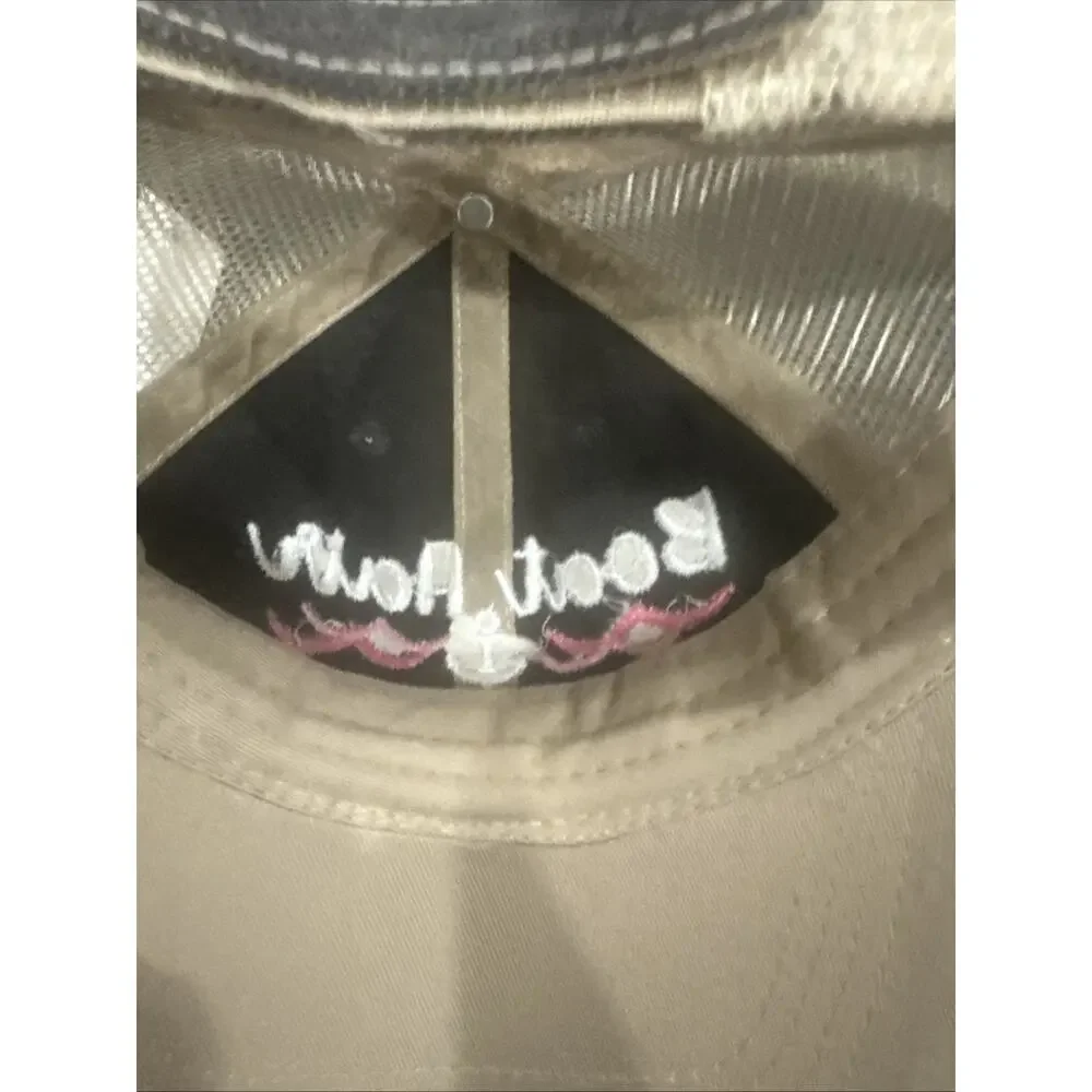 KATYDID Boat Hair Don’t Care Distressed Trucker Hat Black Tan Cap Mesh